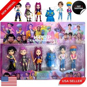 6PCS KPOP Demon Hunters Doll Set Rumi Mira Zoey + Saja Boys Derpy Tiger New